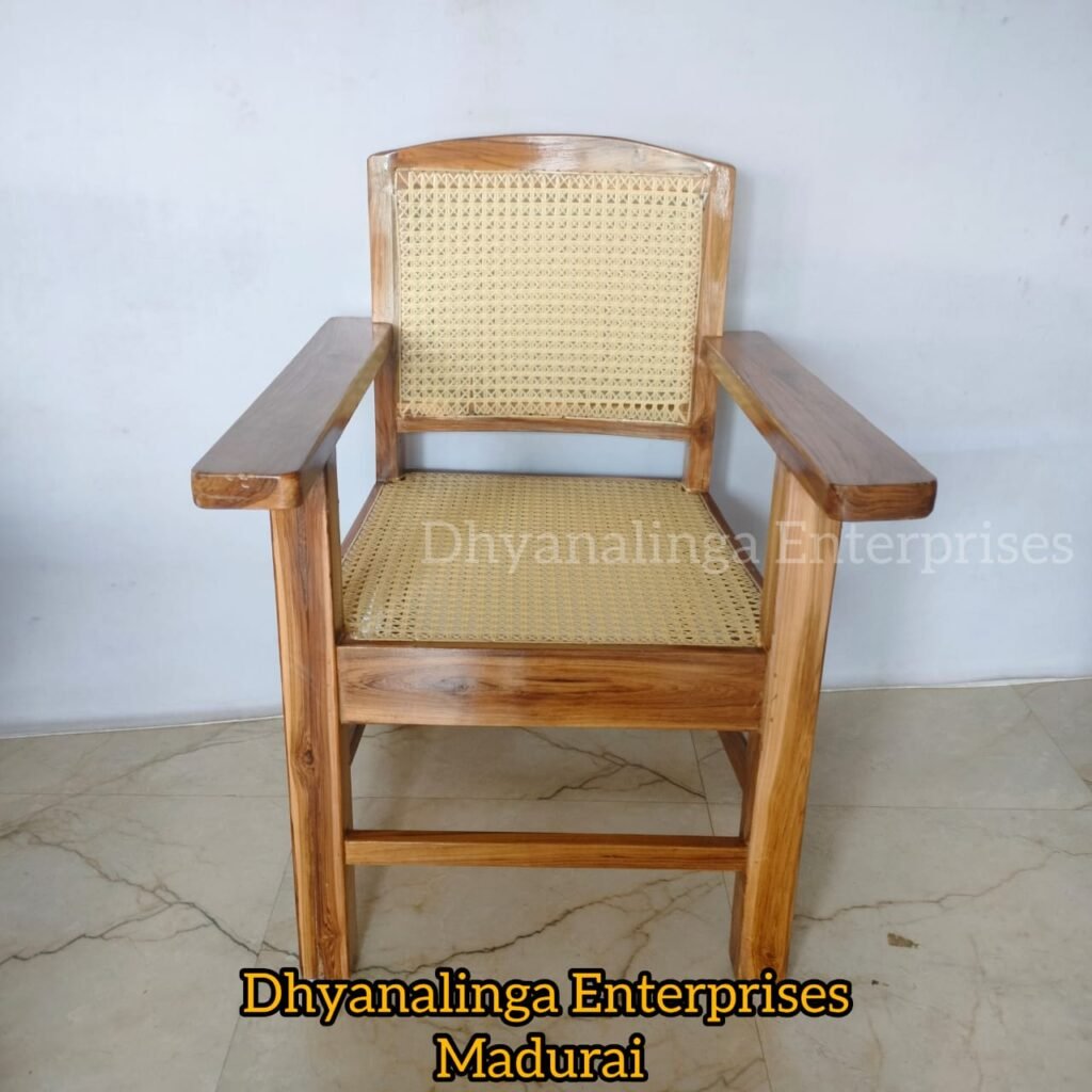Heavy Wooden Wire Chair with Armrest